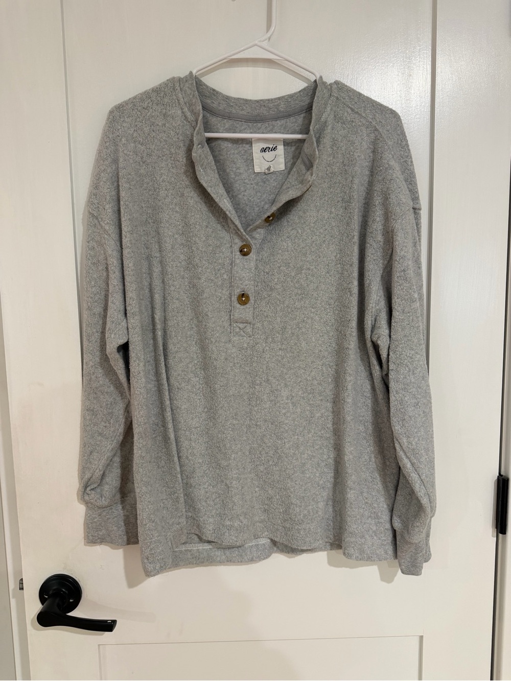 Aerie Henley Fleece Pullover Sweater